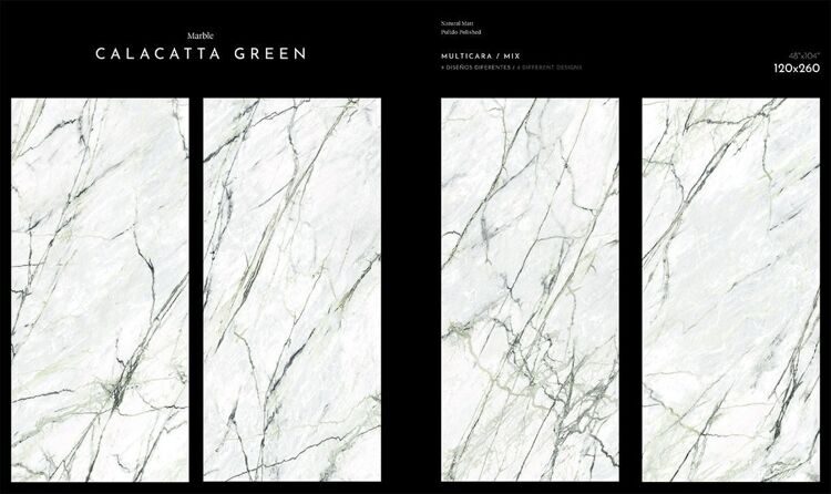 (TAU) Керамогранит CALACATTA GREEN NAT. (6mm) 120x260*6